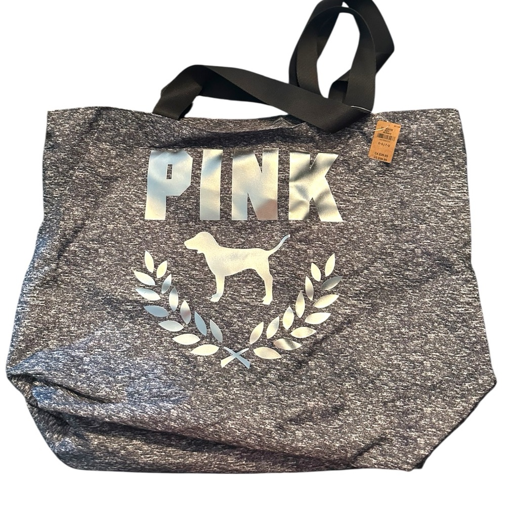 NWT Victoria's Secret PINK Large Weekender Tote Classic Stormy Heather Grey - Picture 3 of 3